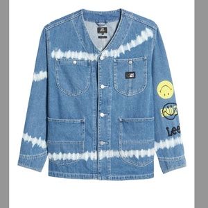 Smiley X Lee Collarless Patch Logo Embroidered Denim Jacket